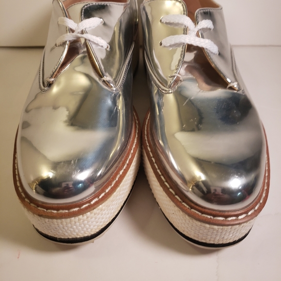 Zara Woman Derby Silver Platform Shoes 39 - Picture 6 of 13